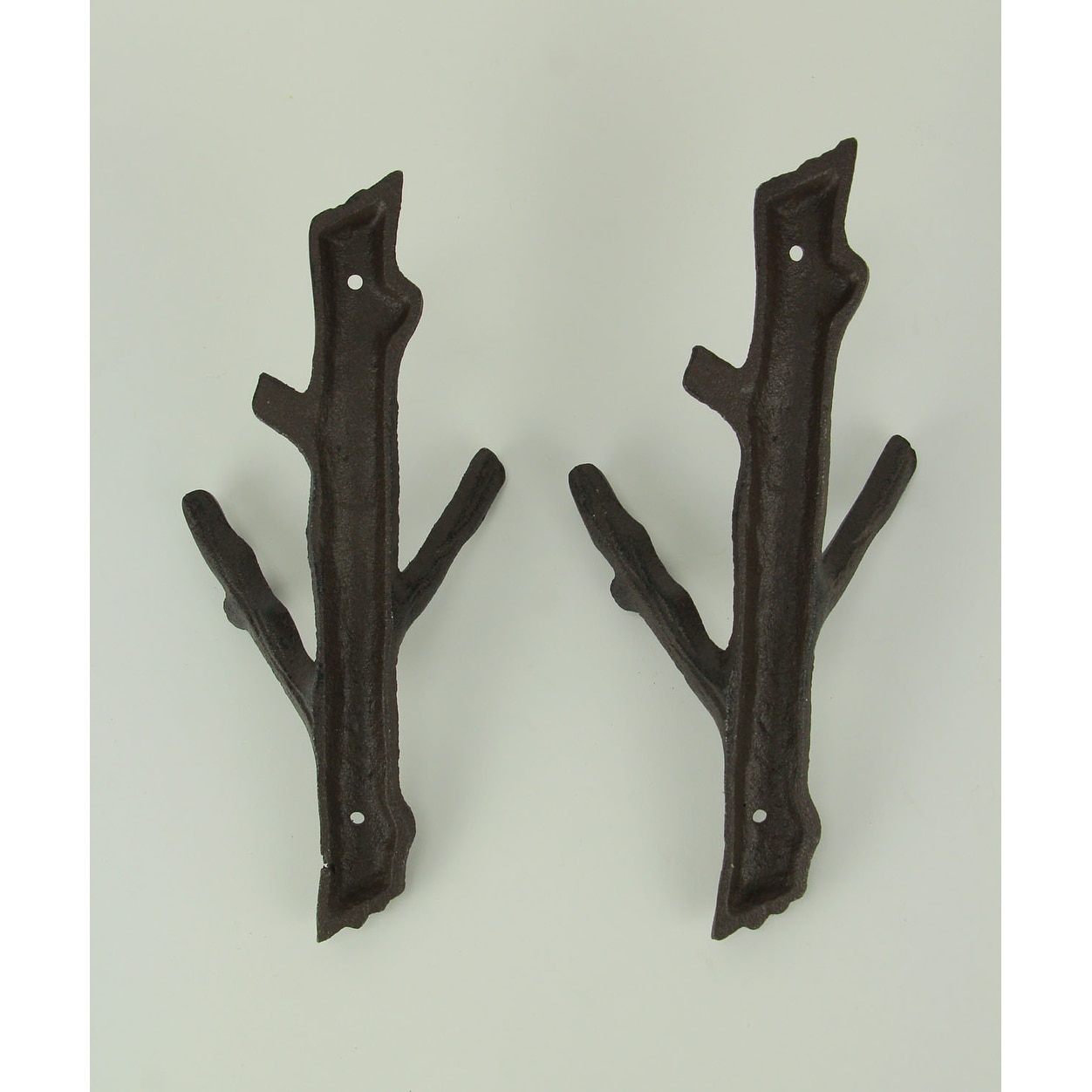 Cast Iron Tree Branch Wall Hook Set 33.5" Double Faux Bois Rustic 