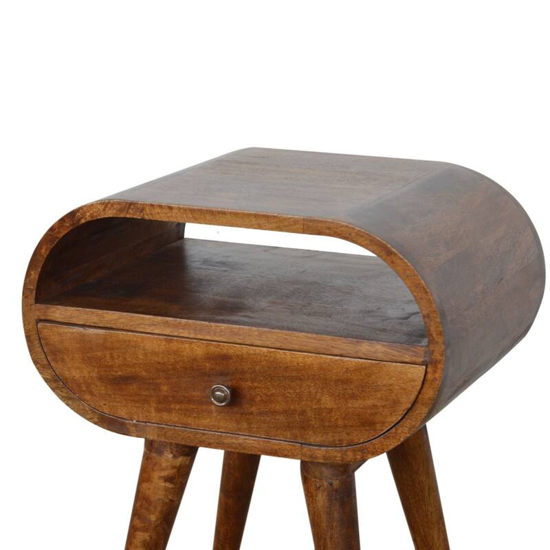HomeRoots 21" Brown Solid Wood Oval One Drawer Nightstand