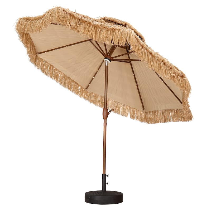 9ft Patio Umbrella with Lights and One Center Light Without Base 2Tier