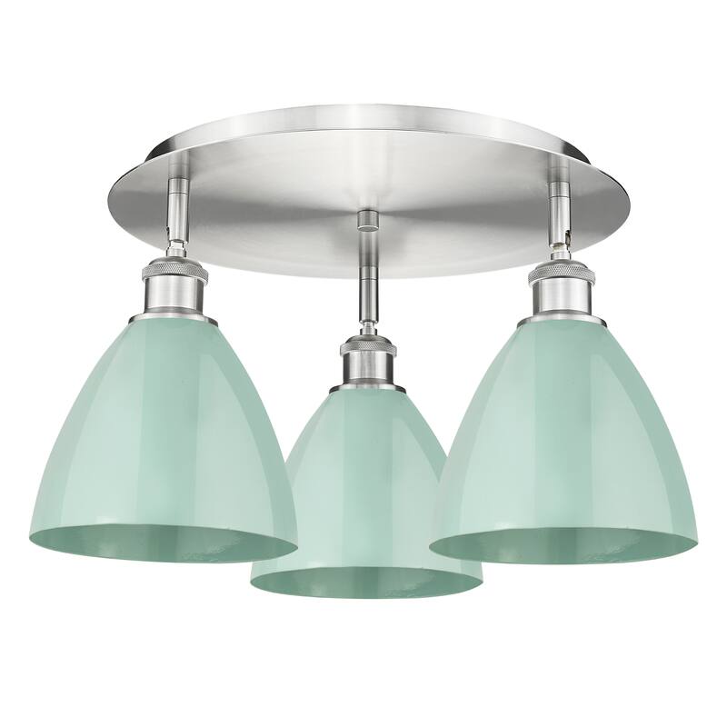 Innovations Lighting Ballston - 3 Light 19" Flush Mount - Seafoam/Satin Nickel