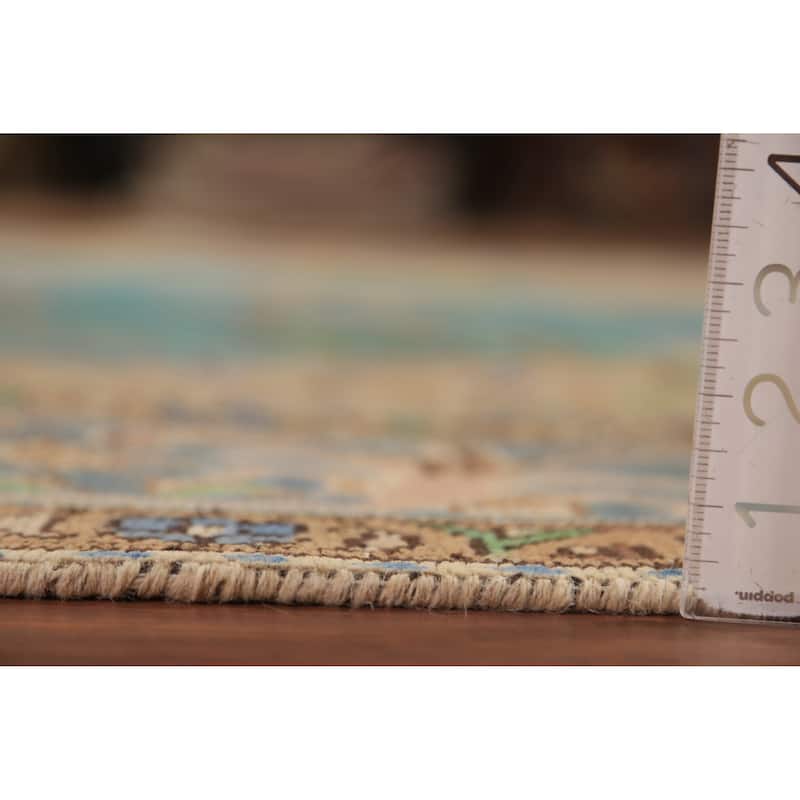 Turquoise Blue Medallion Tabriz Persian Area Rug Handmade Wool Carpet - 6'4"x 9'10"