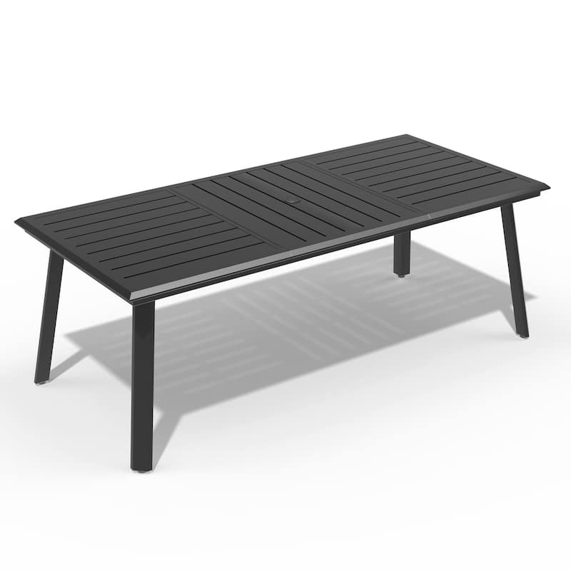 Pellebant Outdoor Aluminum Dining Table with Umbrella Hole for 6-12 Person