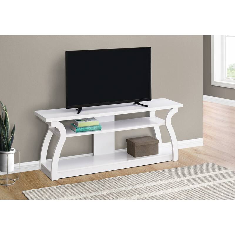 Contemporary 60" TV Stand, Narrow Profile Media Entertainment Center with Storage Shelves