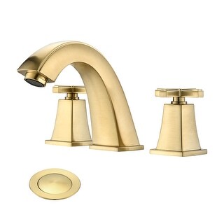 Reliable Brushed Gold Widespread Bathroom Faucet - Classic Cross Handle ...