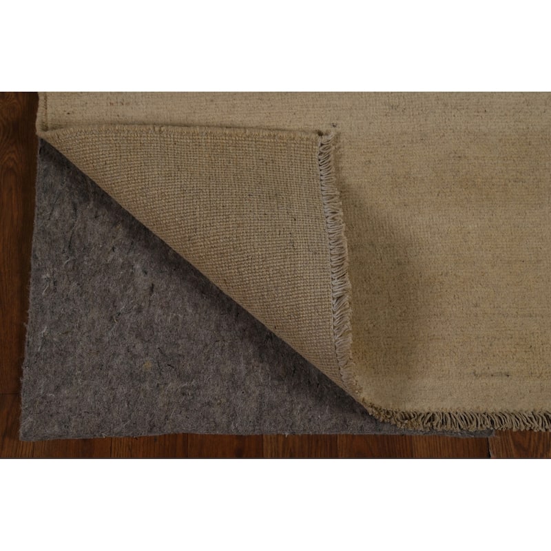 Beige Modern Gabbeh Runner Rug Handmade Wool Carpet - 3'2" x 9'8"