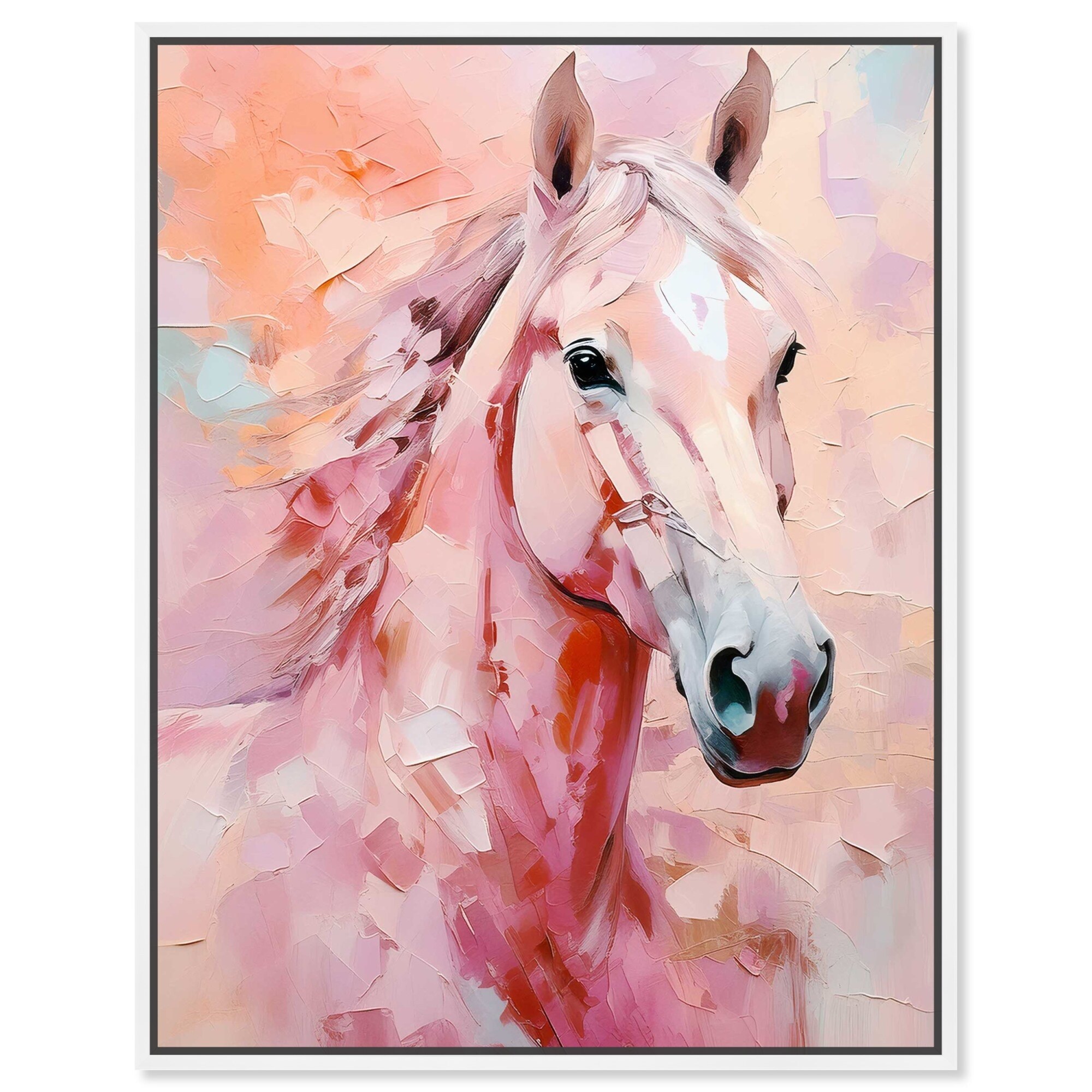 Pink Horse Canvas Peach Boho Wall Art by Art Remedy