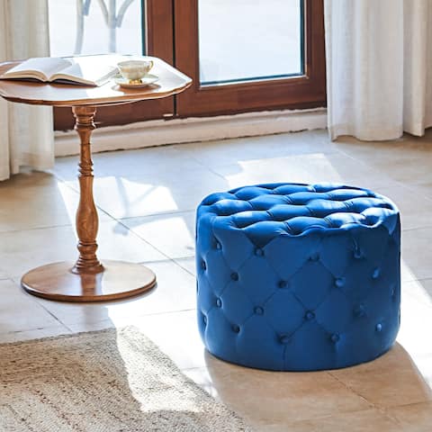 CO-Z 23-In Wide Round Tufted Cocktail Ottoman Velvet Upholstered Seat