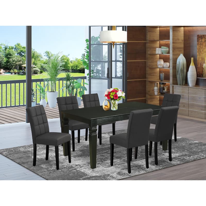 East West Furniture Dinette Set Contains a Rectangle Dining Table and Chairs, Black (Pieces Options) - WEAS7-BLK-12