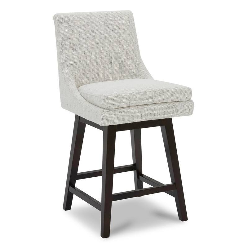 Spruce & Spring Luca Counter Height Swivel Barstool with Solid Wood Legs - Ivory