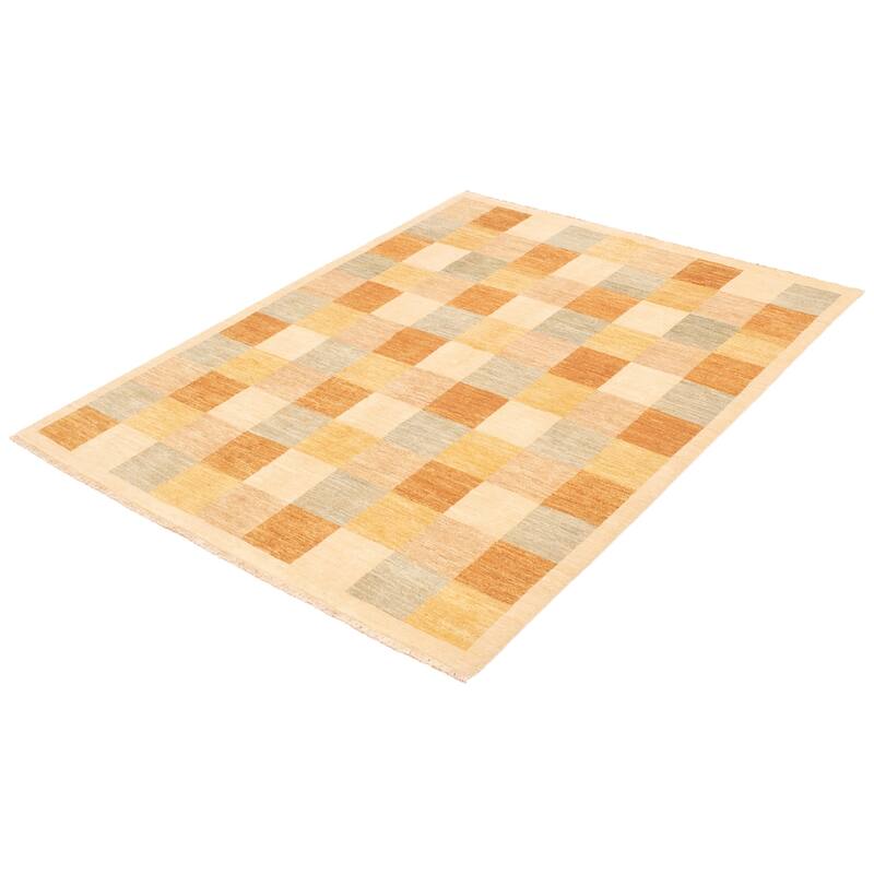 ECARPETGALLERY Hand-knotted Finest Peshawar Ziegler Ivory Wool Rug - 6'6 x 8'4