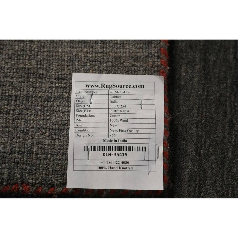 Gabbeh Oriental Area Rug Hand-Knotted Wool Carpet - 8'4"x 9'10"