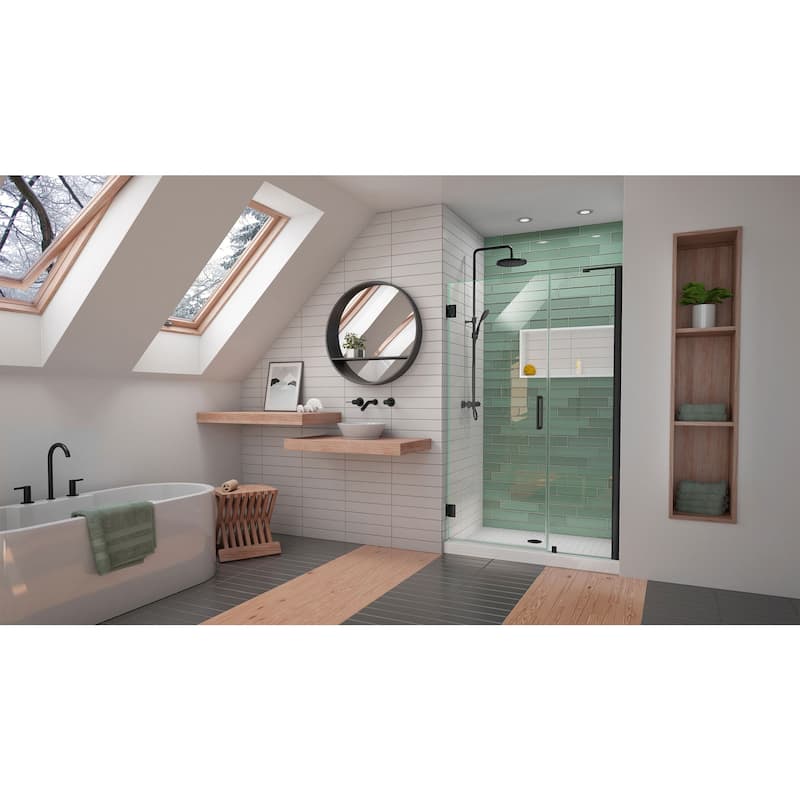DreamLine Unidoor-LS 47-48 in. W x 72 in. H Frameless Hinged Shower Door with L-Bar - 47" - 48" W - 47" - 48" W