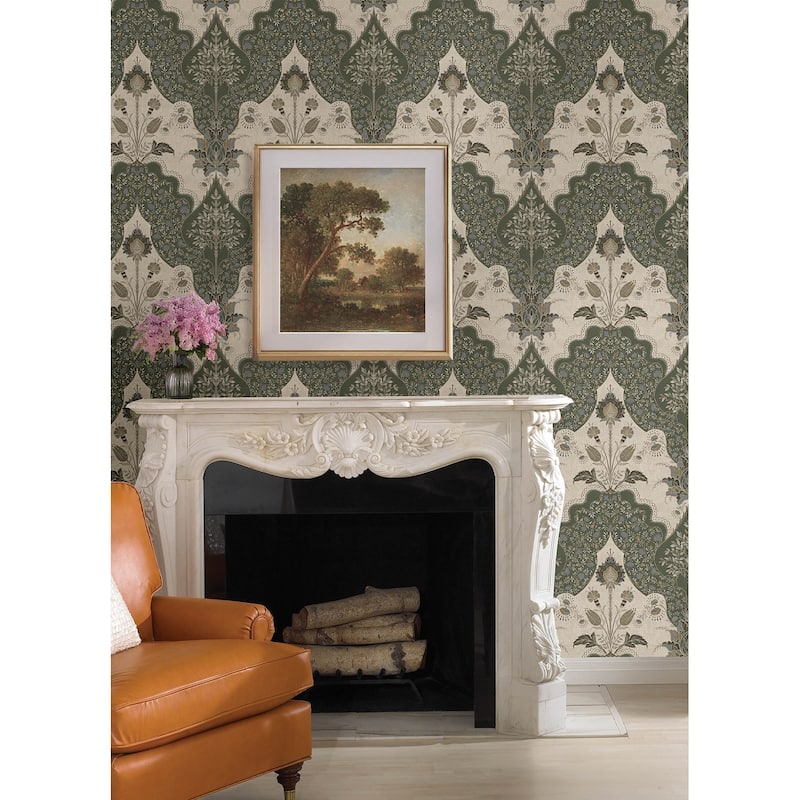 A-Street Prints Auden Green Floral Grandeur Wallpaper