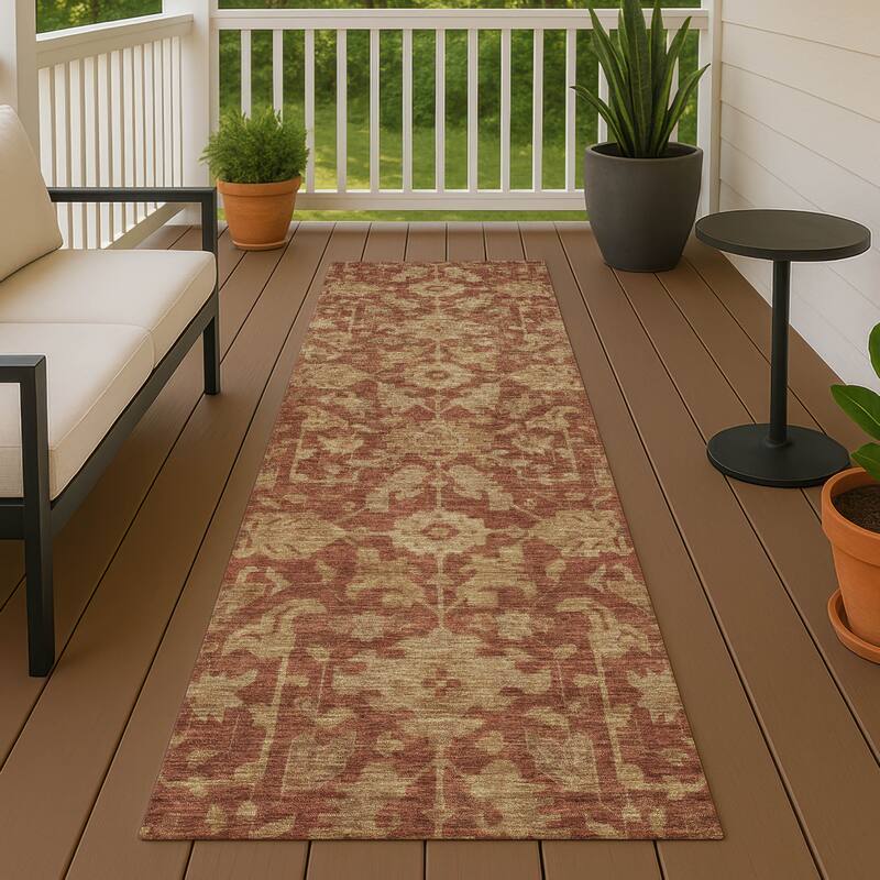 Machine Washable Indoor/ Outdoor Casual Traditional Chantille Rug - Paprika - 2'3" x 7'6"
