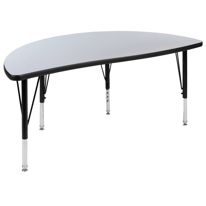 76" Oval Wave Flexible Laminate Activity Table Set with 14" Student Stack Chairs - 76"D x 47.5"W x 16.25" - 25.25"H