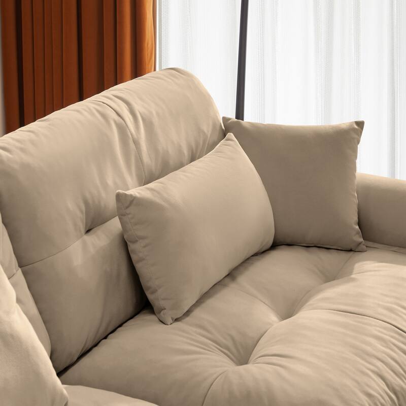 Extra Large 3-Seat Modern Sofa with Waist Pillows & Throw Pillows