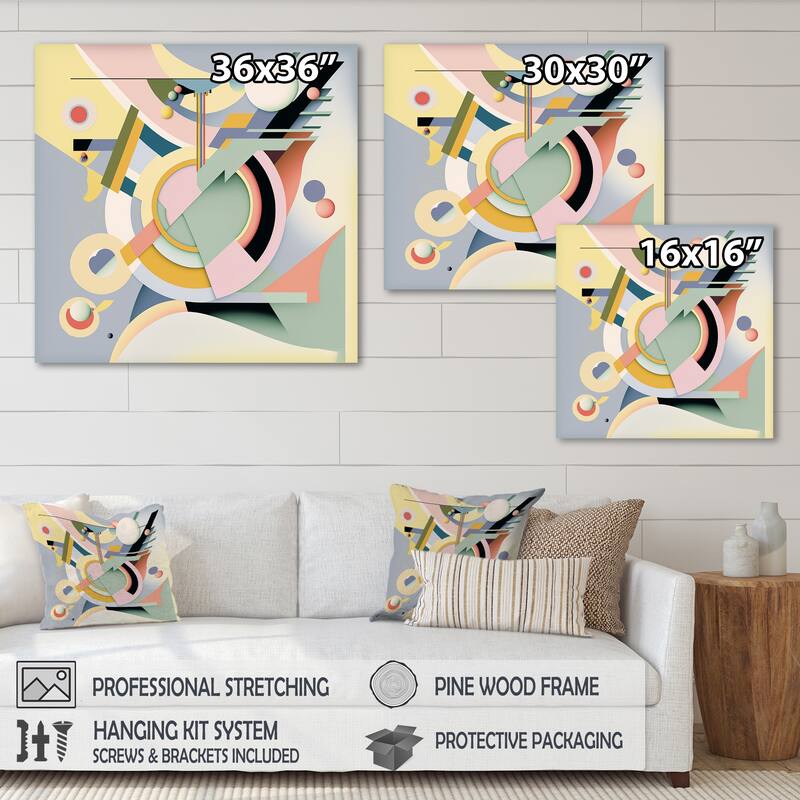 Designart 'Pastel Art Deco III' Modern Canvas Wall Art Bed Bath