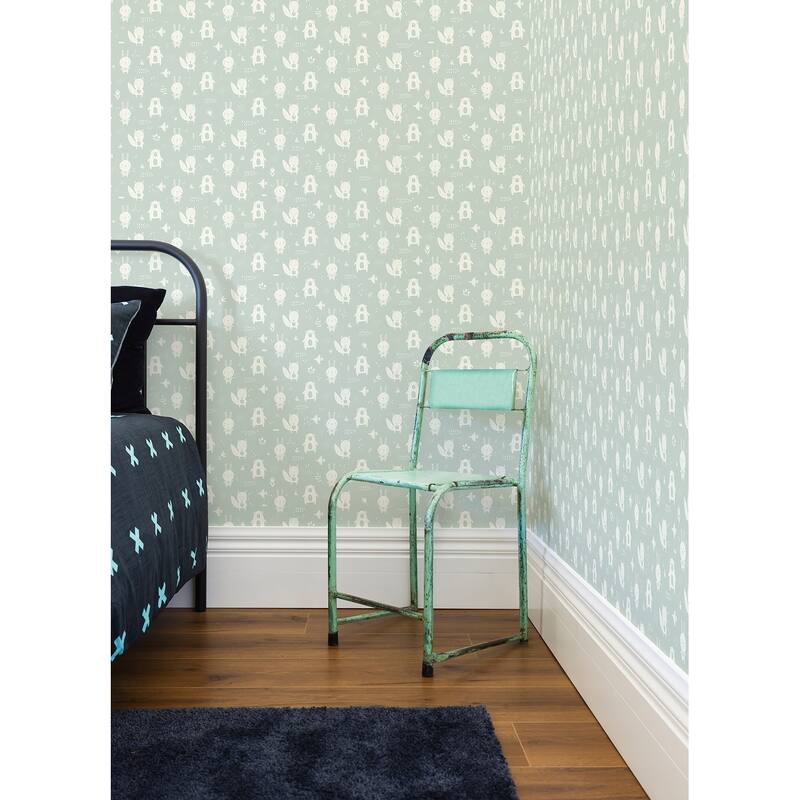 Chesapeake Bitsy Mint Woodland Wallpaper - 20.9 x 396 x 0.025