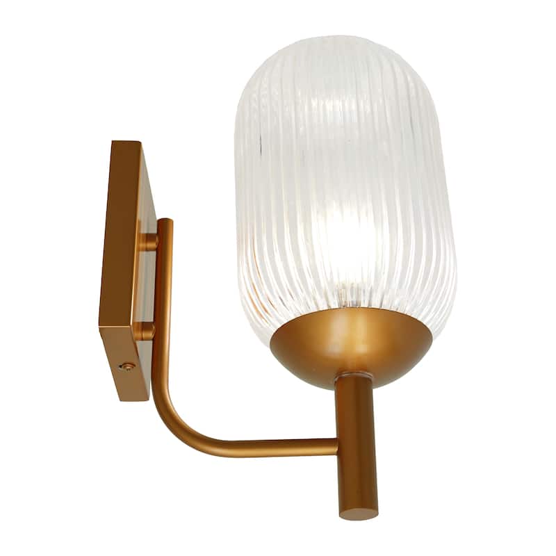 Sunny Ribbed Glass Wall Sconce with Brushed Bronze Base
