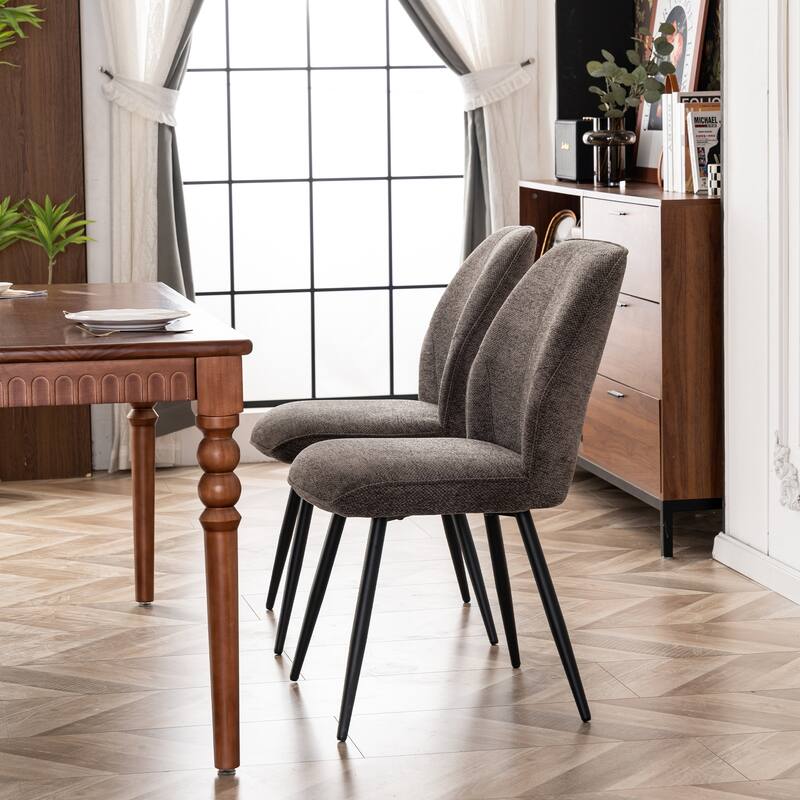 Mid Century Modern Armless Fabric Dining Room Chairs Set of 2