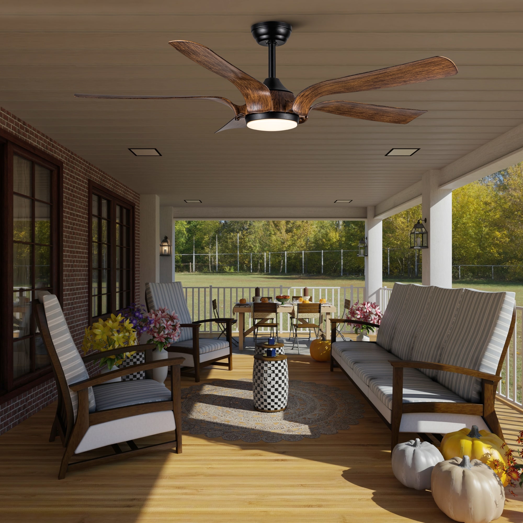 Modern Smart Ceiling Fan Light with Lighting and 5 Blades, 6 Speed Adjustment for Bedroom and Living Room