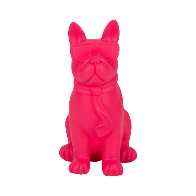 Sagebrook Home 10" Solid Color Cool Shades Novelty Boston Terrier - 7" x 5" x 10" - Pink