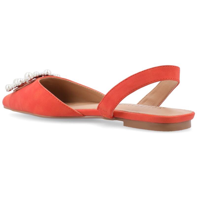Journee Collection Women's Medium and Wide Width Hannae Sling Back Pointed Toe Flats