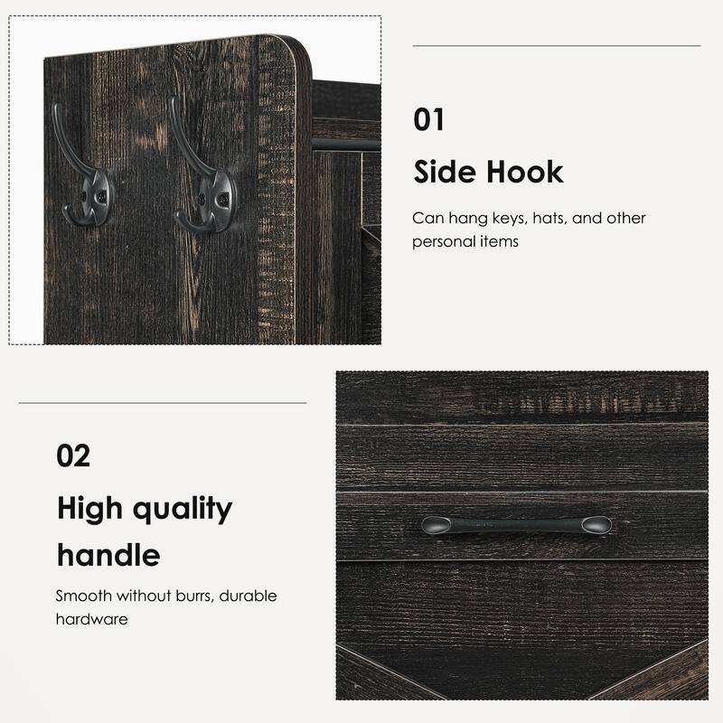 Anmytek Industrial Farmhouse 3 Drawer Shoe Cabinet with Adjustable Legs and Anti Tip Kit