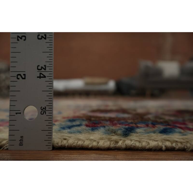 Hand Knotted Oriental 100% Wool Carpet Traditional Floral Beige & Ivories Kerman Runner Rug - 19' 3'' X 3' 1''