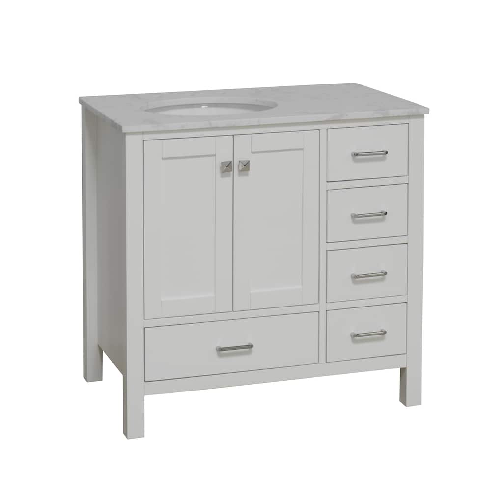 KitchenBathCollection Horizon 36" Bathroom Vanity with Engineered Carrara Top