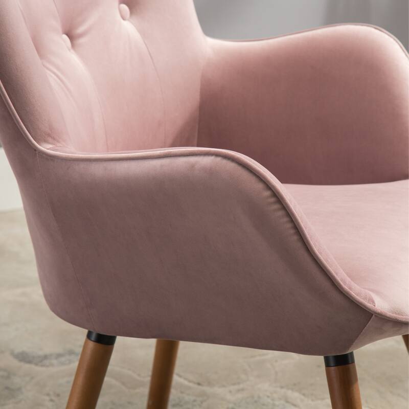 Mauve 30" Polyester Button Tufted Accent Chair