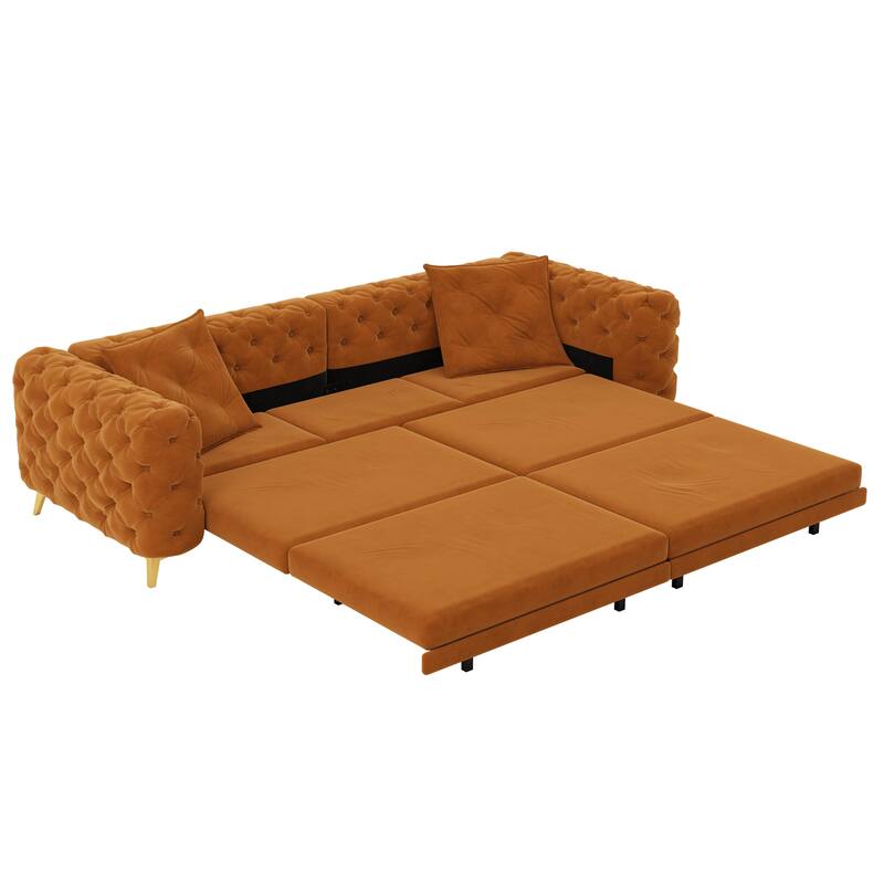 97.7" 3-in-1 Convertible Sleeper Sofa, Pull Out Sofa Bed with Ottoman, 4-Seater for Small Spaces & Apartments