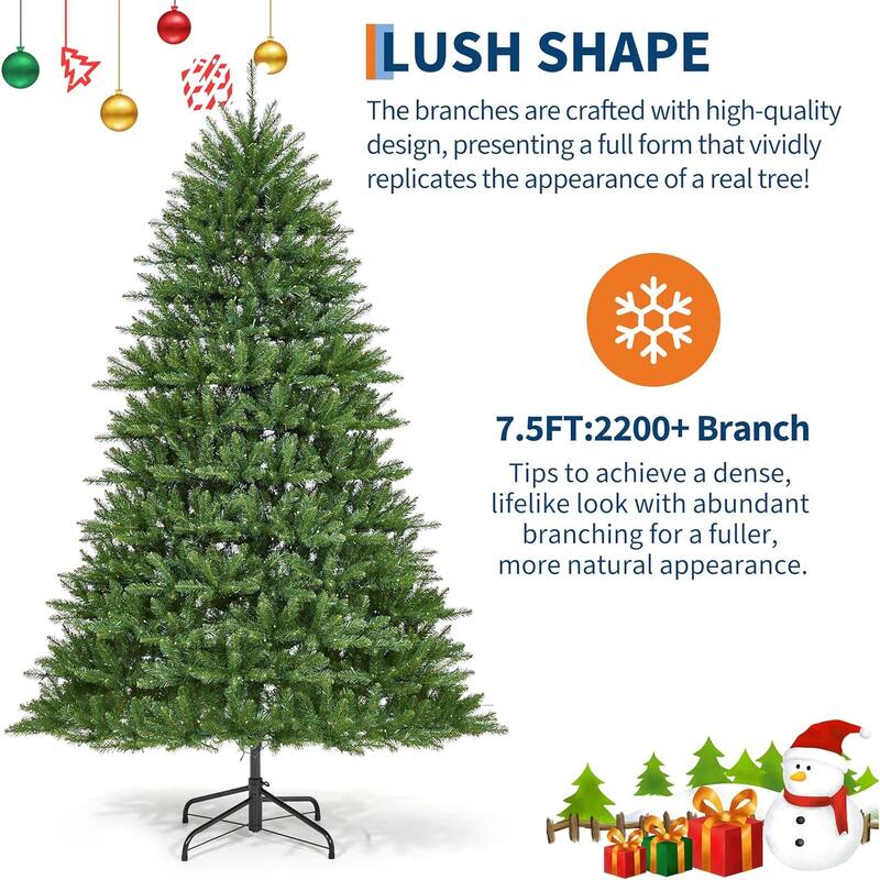 Prelit 4.5FT, Christmas Tree with 200 Lights 8 Modes Lights, Foldable Stand, On/Off Foot Pedal