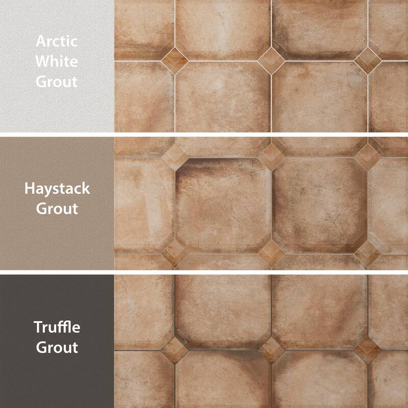 Merola Tile Laverton Octagon Natural with Taco Natural 7-7/8" x 7-7/8" Porcelain Floor and Wall Tile