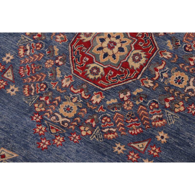 Tribal Kazak Jazmine Light Blue/Beige Wool Round - 8'0'' x 8'0''