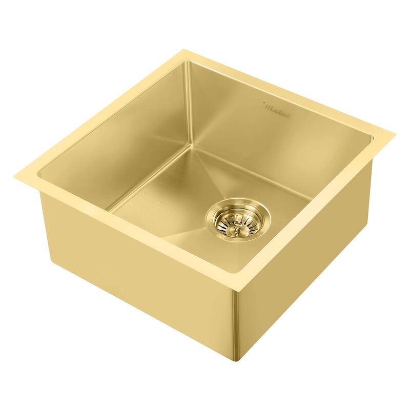 Whitehaus Noah Plus 17-3/4" Single Basin Kitchen Sink for Undermount - Brass