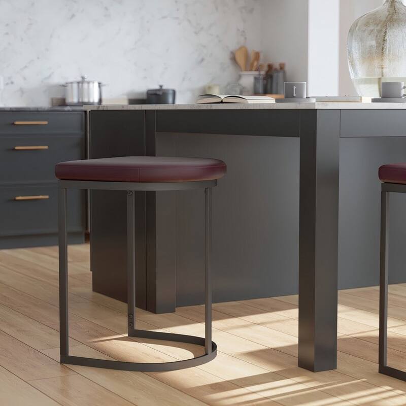26 Inch Counter Height Stool with Vegan Faux Leather Upholstery - 26 H x 19 W x 19 L Inches