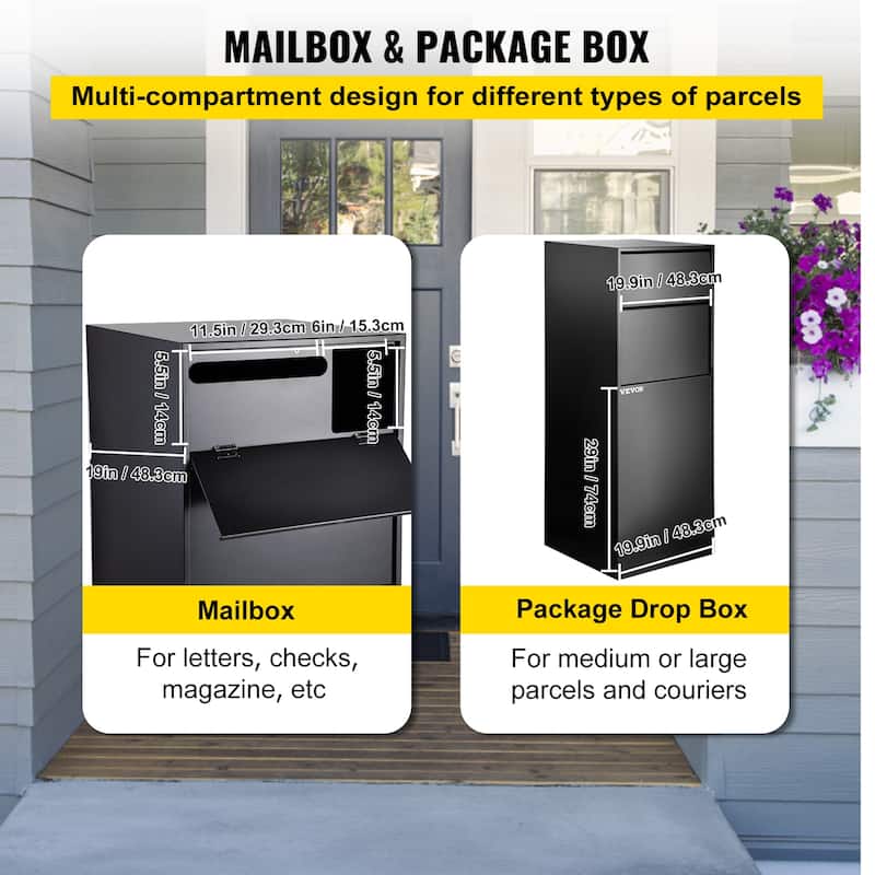 VEVOR Delivery Box Parcel Drop Mailbox with Anchoring Fittings for