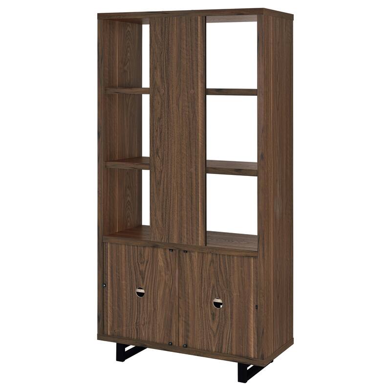 Maddox 71-Inch 3-Shelf Cabinet Bookcase Walnut