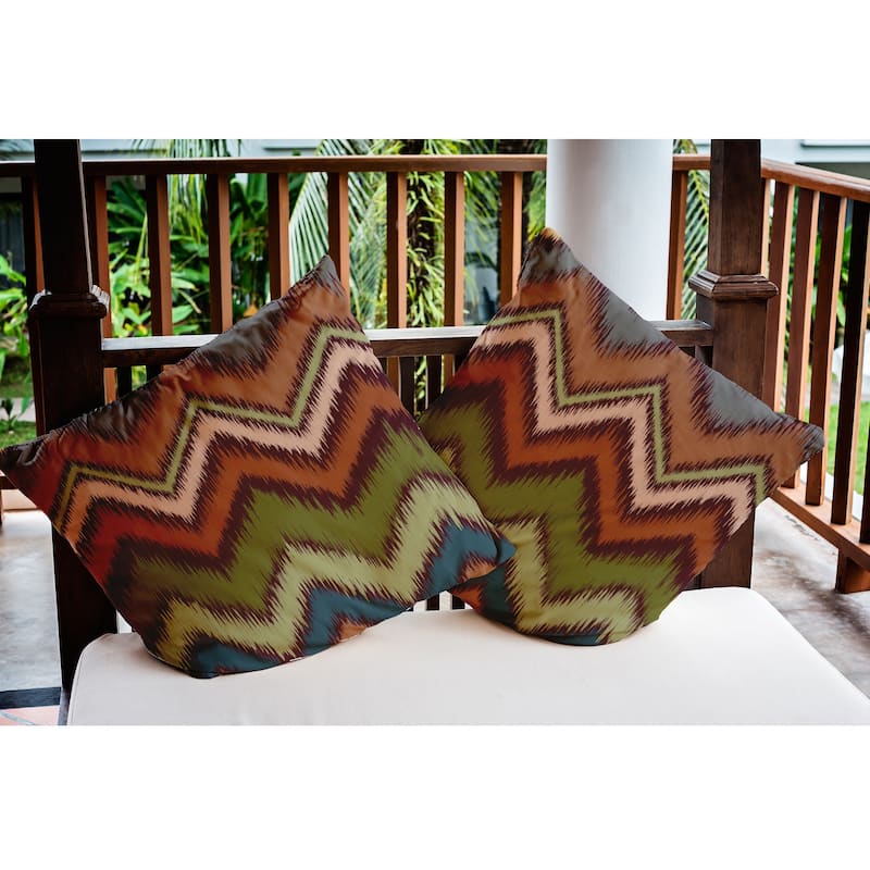 Ikat Chevron Indoor/Outdoor Throw Pillow