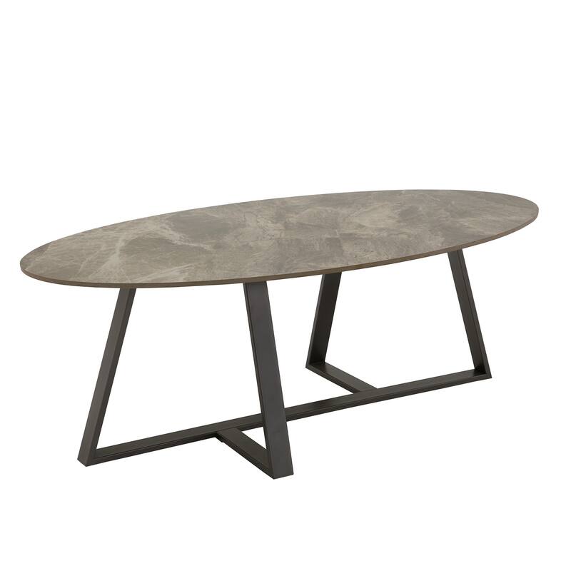 Jurmala Glossy Sintered Stone with Grey Metal Base Tables by iNSPIRE Q Modern