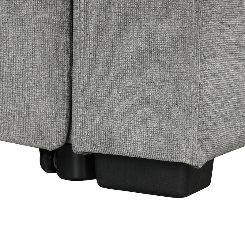 108.7" Chenille U-Shaped Sleeper Sectional Sofa Bed with USB & Cup Holders