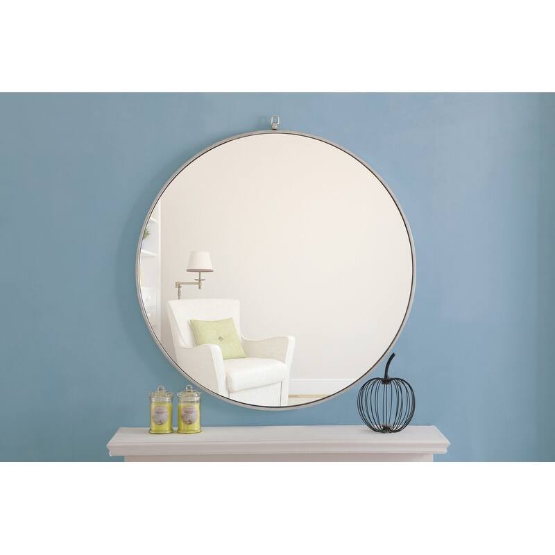 Strick & Bolton Patti Metal 36-inch Round Mirror with Decorative Hook
