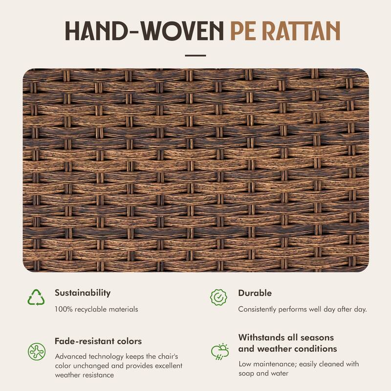 Meyreso 6-Piece Wicker Rocking Reclining Chaise Lounge with Adjustable Backrest & Footrest