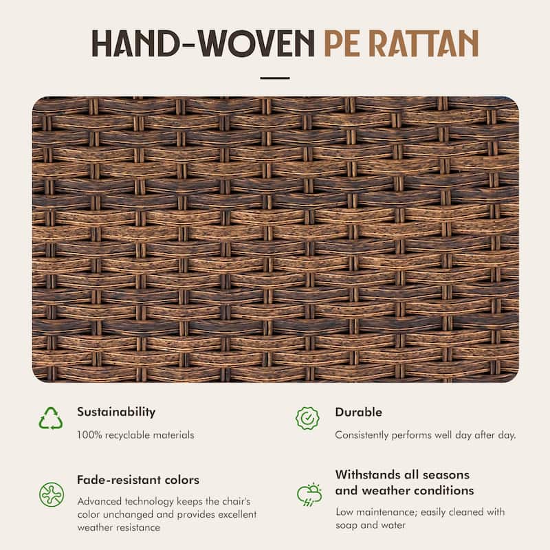 Meyreso Wicker Rocking Reclining Chaise Lounge with Adjustable Backrest & Footrest