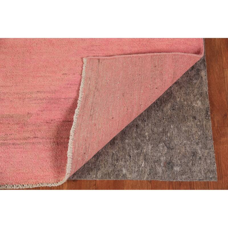 Pink Modern Gabbeh Oriental Area Rug Hand-Knotted Wool Carpet - 6'4" x 9'7"