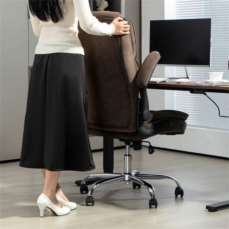 Comfortable Adjustable Height Velvet Desk Chair with Tilt Recline and Swivel Seat Steel Base - 27.6" W x 27.6" D x 44.9" -48" H