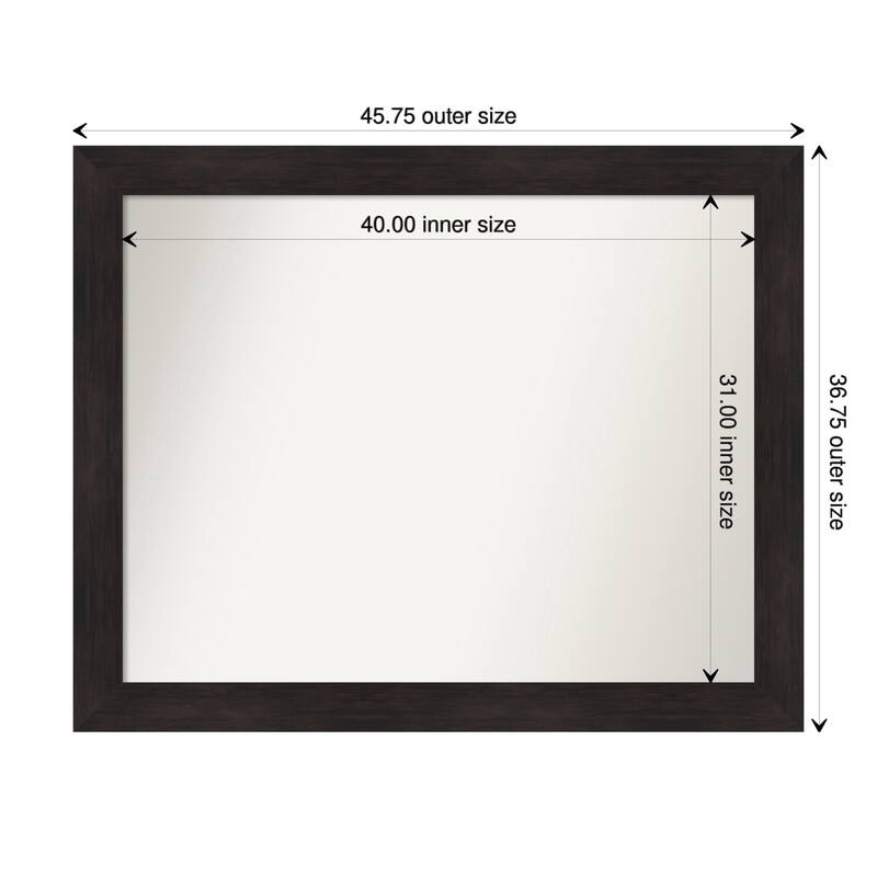 Furniture Espresso Framed Non-Beveled Custom Wall Mirror, Bathroom Vanity Mirror - Outer Size: 45.75 x 36.75