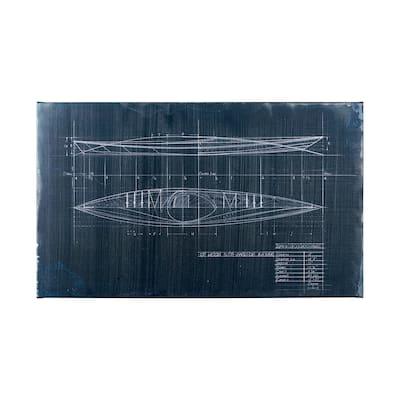 Kayak Blueprint (50 x 30) Canvas Art Print