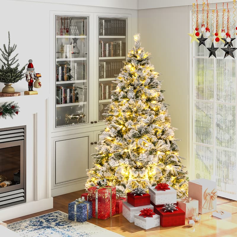 Gymax 6 ft pre-lit artificial Christmas tree w/ 250 LED lights full